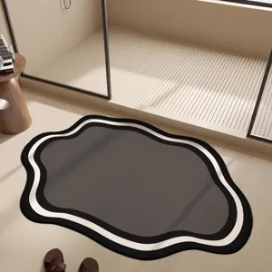 Modern irregular diatom mud bath mat anti-slip floor mat for home bathroom and hallway decor