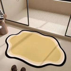 Diatomaceous earth irregular cloud floor mat, absorbent non-slip bathroom and kitchen rug.