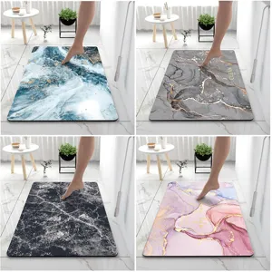 Tapis de Bain Antidérapant Absorbant en Boue de Diatomées Séchage Rapide Motif Marbre pour Salle de Bain Entrée