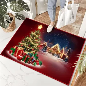 Christmas doormat holiday decor non-slip floor rug for home entryway winter festive style.