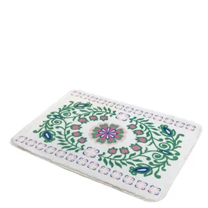 Luxurious floral cashmere-like anti-slip bath mat for home and bathroom decoration use