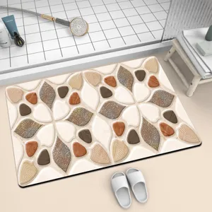 Absorbent diatomite bath mat with stone pattern non-slip floor mat for bathroom detail view