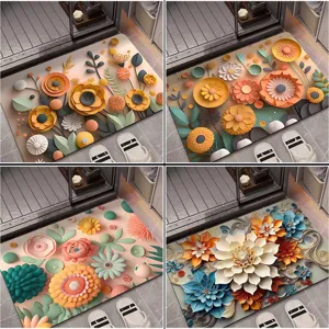 3D Oil Painting Diatomaceous Earth Absorbent Floor Mat Non Slip Quick Drying Bathroom Carpet Door Mat Home Decor