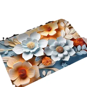 3D floral absorbent floor mat non-slip bath rug for bathroom entrance quick dry