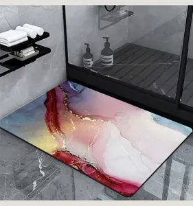 Absorbent diatomaceous earth bath mat quick dry non slip floor rug for bathroom toilet