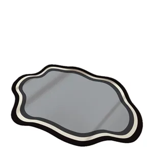 Irregular cloud shaped absorbent floor mat non slip minimalist grey mat for home entry