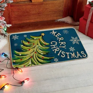 Tapis de sol de Noël entrée paillasson décoratif arbre festif tapis d'intérieur hiver