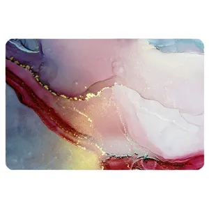 Luxury abstract fluid art diatomite absorbent bathroom floor mat quick drying non slip rug