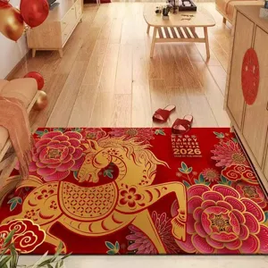2026 Year of the Horse Doormat Red Chinese New Year Floor Mat Non-Slip Entrance Rug