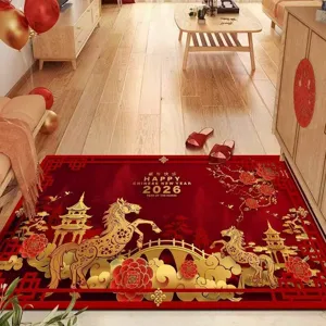 2026 Year of the Horse Red Door Mat Entrance Floor Carpet Non-Slip Festive Home Decor