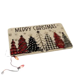 Paillasson de Noël avec motif d'arbres festifs, idéal pour l'entrée de la maison.