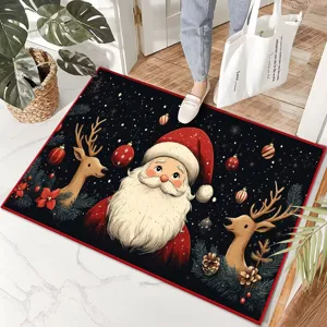Zerbino di Natale Babbo Natale Renna Gnomi Antiscivolo Velluto di Cristallo Tappetino Casa Ingresso Decorazione
