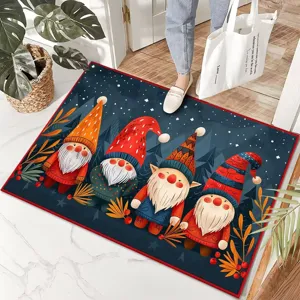 Tappeto natalizio gnomo antiscivolo zerbino festivo ingresso casa decorazione 01