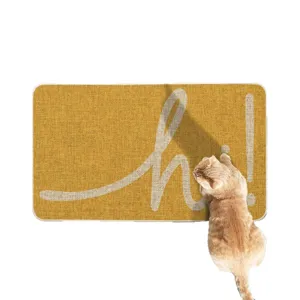 Alfombra antideslizante para entrada, felpudo amarillo absorbente con lindo gato.