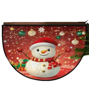 Christmas half-round doormat festive snowman non-slip floor rug for home holiday decor