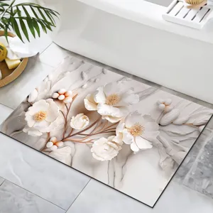 3D flower bath mat for bathroom, absorbent non-slip quick drying floor mat detail view.