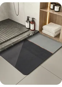 Minimalist diatomite bath mat for bathroom, absorbent non-slip floor mat for toilet door.