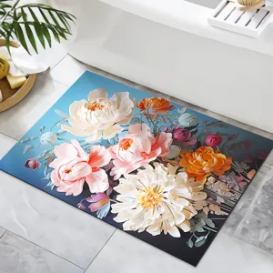 Creative visual 3D floral bath mat, absorbent anti-slip floor mat for bathroom use.