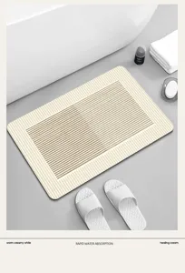 Absorbierende Kieselgur Badematte, rutschfeste minimalistische Wabi-Sabi Fußmatte für Badezimmer