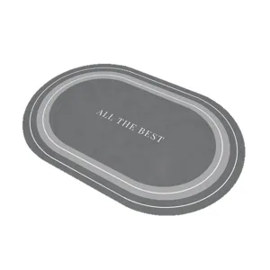 Tapis de bain en terre de diatomée ovale gris antidérapant absorbant pour entrée