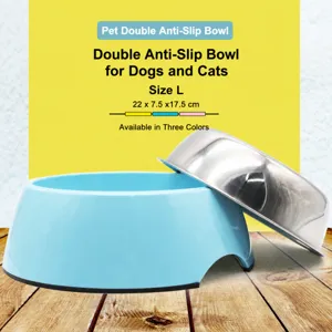 Gamelle pour Animaux en Acier Inoxydable Antidérapant Chien Chat Friture Eau Bol Surélevé et Bol Ordulier pour Chiot Chatton Fournitures d'Alimentation
