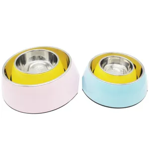 Gamelle pour animaux en acier inoxydable double couche amovible chien chat repas set