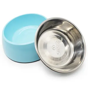 Bol pour chien chat en acier inoxydable double couche anti-dérapant pour animaux
