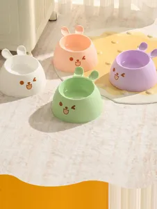Cute rabbit ear elevated pet bowl for cats and dogs with cute colors and feeding design