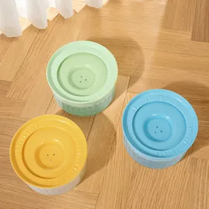 Pet floating water bowl anti splashing dog drinking bowl clear slow water feeder set
