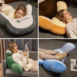 Multi-functional ice silk latex cushion detail showing nap pillow, bed pillow and backrest use.