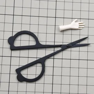 Miniature detail scissors and doll hand model, precision craft tool for DIY polymer clay art work.