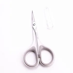 Mini stainless steel craft scissors featuring protective cover for precision detail work.