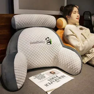 Cartoon Ice Silk Latex Waist Cushion Bed Backrest Sofa Pillow Cute Animal Embroidery Comfort Support Back Rest Pad For Home Office