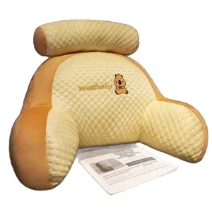 Cartoon ice silk latex bed rest pillow back cushion for sofa and dorm bed lumbar support