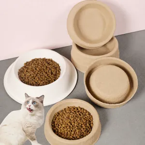 Eco Friendly Disposable Paper Pulp Pet Bowl Cat Litter Box Water Food Bowl Feeding Supplies For Cats And Dogs