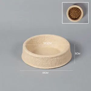 Disposable eco-friendly pet food water bowl molded pulp biodegradable feeding dish 600ml