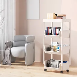 Rolling storage utility cart multi tier mobile organizer shelf for home and office use