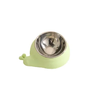 Cute Snail Stainless Steel Pet Food Bowl Anti-Slip Cat Dog Feeding Dish Practical