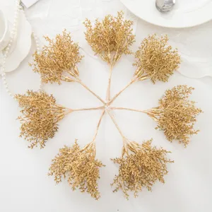 Branches de fleurs pailletées dorées artificielles couronne DIY scrapbooking déco 6pcs