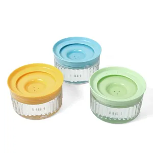Pet water bowl with floating disc anti-wet mouth design transparent dog bowl set 3pcs