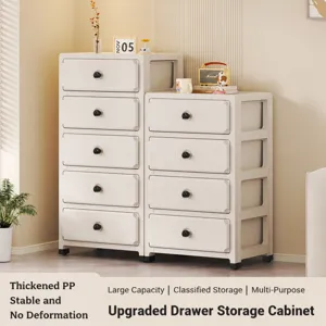 Multitier plastic drawer storage cabinet beige home organizer for bedroom bedside use