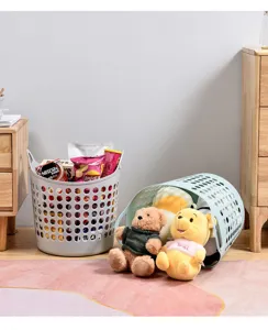 Großer Wäschesammler aus Kunststoff für Kleidung und Spielzeug mit atmungsaktivem Design
