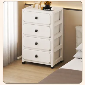 Modern 4-layer plastic drawer storage cabinet white bedside organizer for bedroom home use