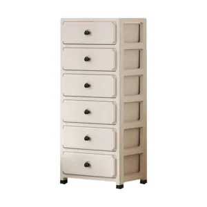 Multi-layer plastic storage cabinet with 6 drawers, ideal for bedroom, living room, and home use.