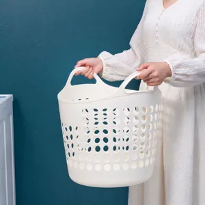 Kunststof wasmand 40l grote capaciteit kledingopslag mand met dubbele handgrepen