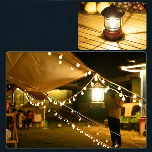 Retro campeggio all'aperto ricaricabile portatile LED lanterna luce ambiente con luci di corda.