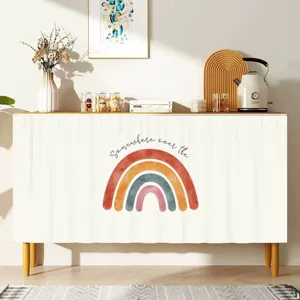 Stoff Staubschutz Vorhang Detail für Schrank mit Regenbogen Druck für gemütliche Einrichtung.