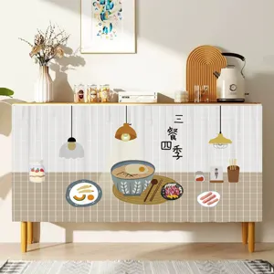 Detailansicht des staubdichten Vorhangs aus Stoff mit niedlichem Lebensmittelmotiv für Schränke.