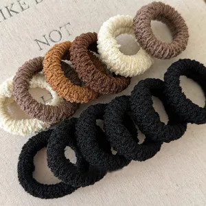 Thick high elasticity durable hair ties set for women, simple plush scrunchies pony tail holders.