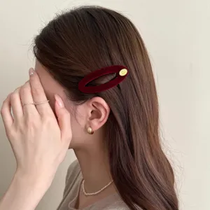 Roter Samt BB Haarspange Vintage Seiten Spange Retro Haarschnitt Zubehör für Damen